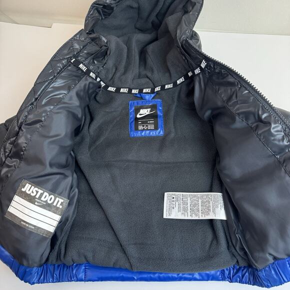 NWT NIKE Full-Zip Puffer Jacket Sz 18 Months Winter Coat Black Blue Warm Cozy - Picture 8 of 8